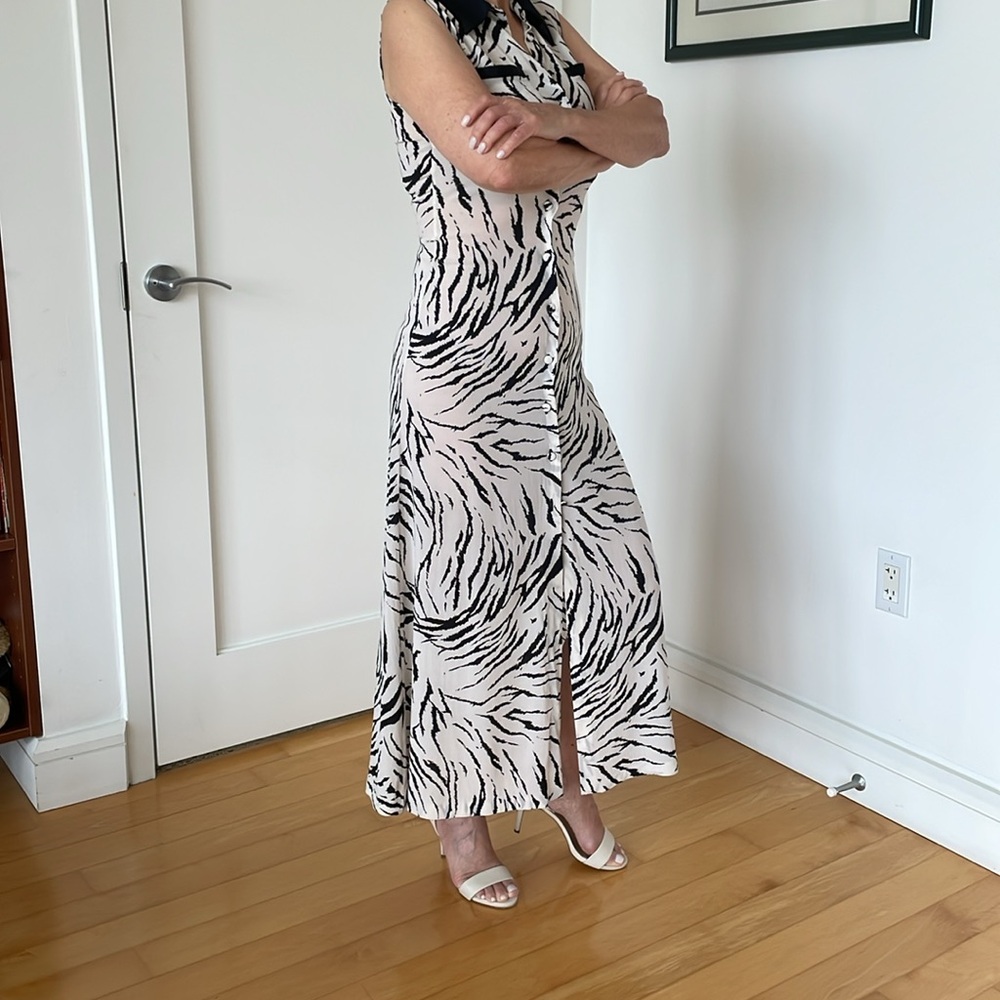 Versace Vintage Black and White Zebra Print Maxi Dress